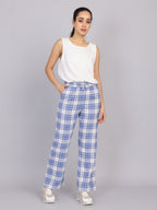 Women’s Blue Checked Woven Pant