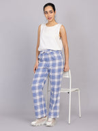 Women’s Blue Checked Woven Pant