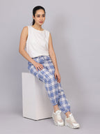 Women’s Blue Checked Woven Jogger