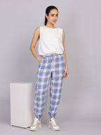 Women’s Blue Checked Woven Jogger