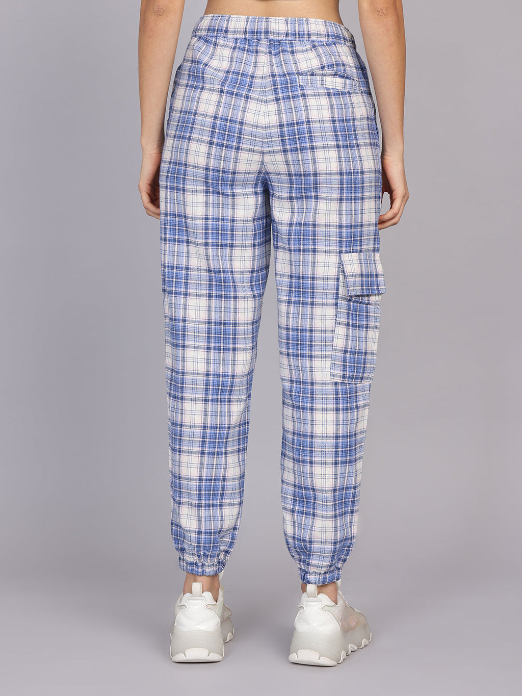 Women’s Blue Checked Woven Jogger