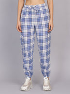 Women’s Blue Checked Woven Jogger