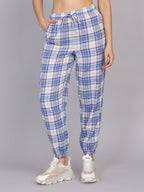 Women’s Blue Checked Woven Jogger