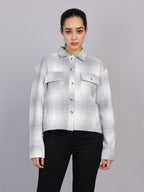 Women’s Grey Checked Woven Shirt (Full Sleeve)