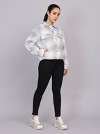 Women’s Grey Checked Woven Shirt (Full Sleeve)