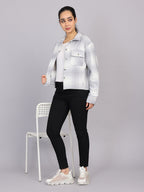 Women’s Grey Checked Woven Shirt (Full Sleeve)