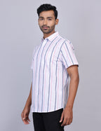 Pink Stripe Half Sleeve Shirt – Regular Fit