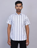 White Stripe Half Sleeve Shirt – Regular Fit