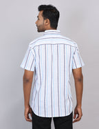 Blue Stripe Half Sleeve Shirt – Regular Fit