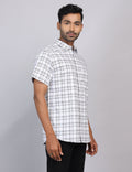 White Checks Half Sleeve Shirt – Regular Fit
