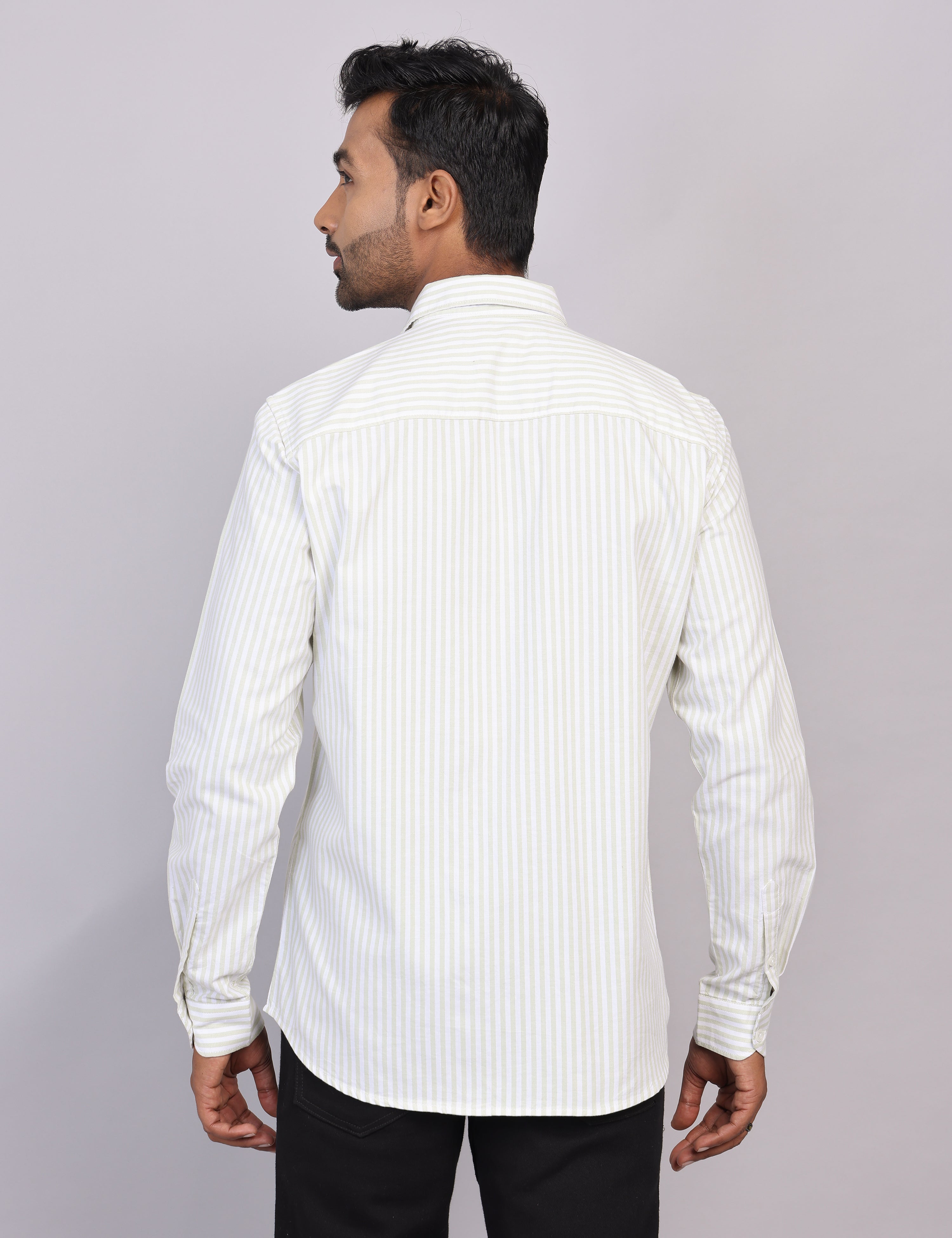 Green Stripe Full Sleeve Shirt – Regular Fit
