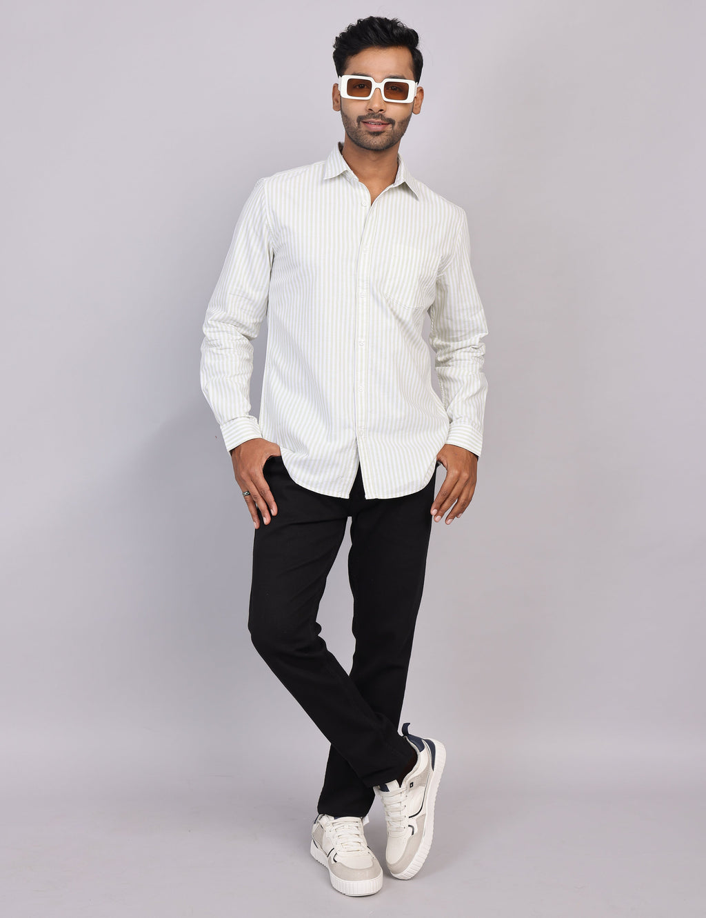 Green Stripe Full Sleeve Shirt – Regular Fit