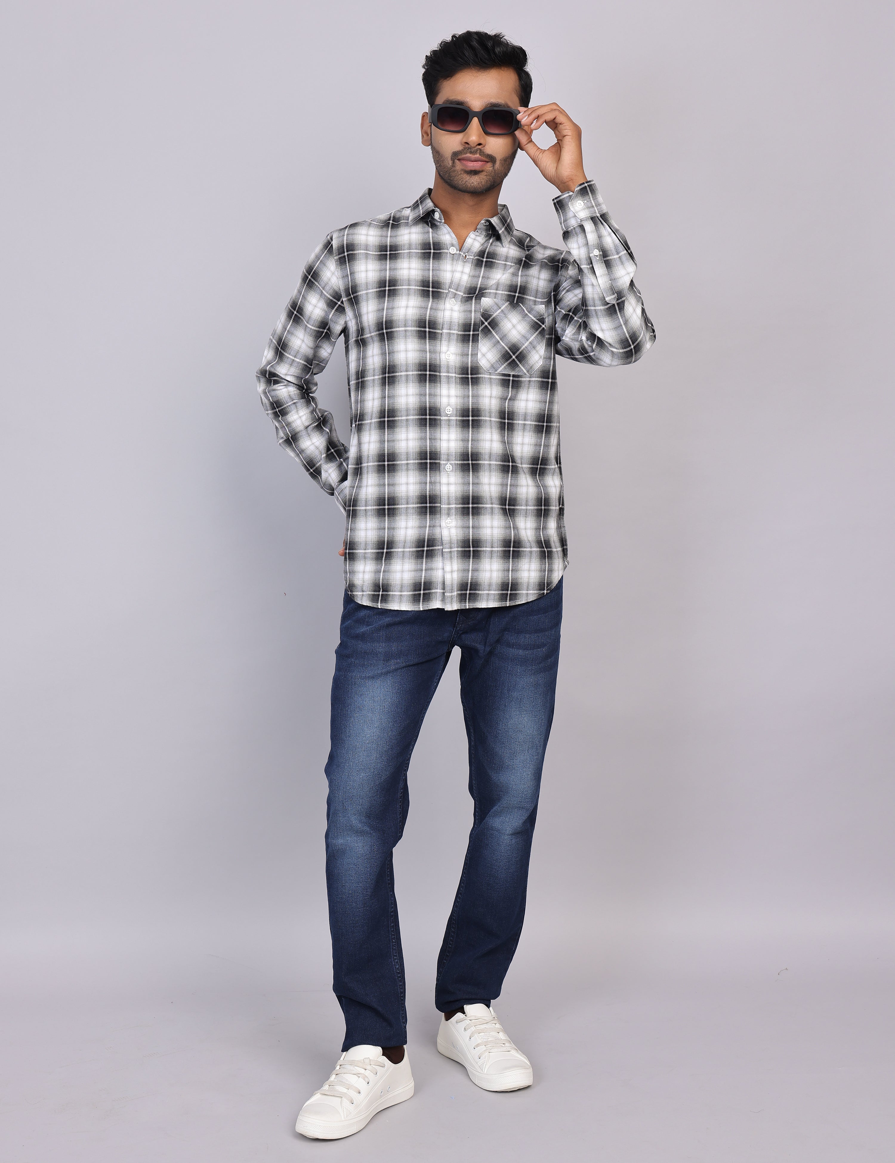 Grey Checks Full Sleeve Shirt – Regular Fit