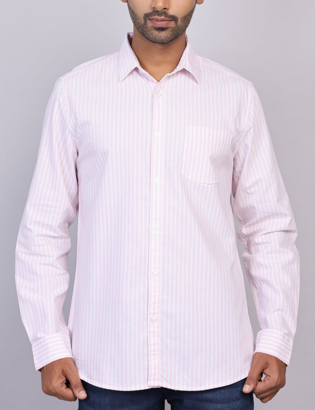 Pink Stripe Full Sleeve Shirt – Regular Fit