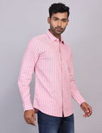 Pink Stripe Full Sleeve Shirt – Regular Fit