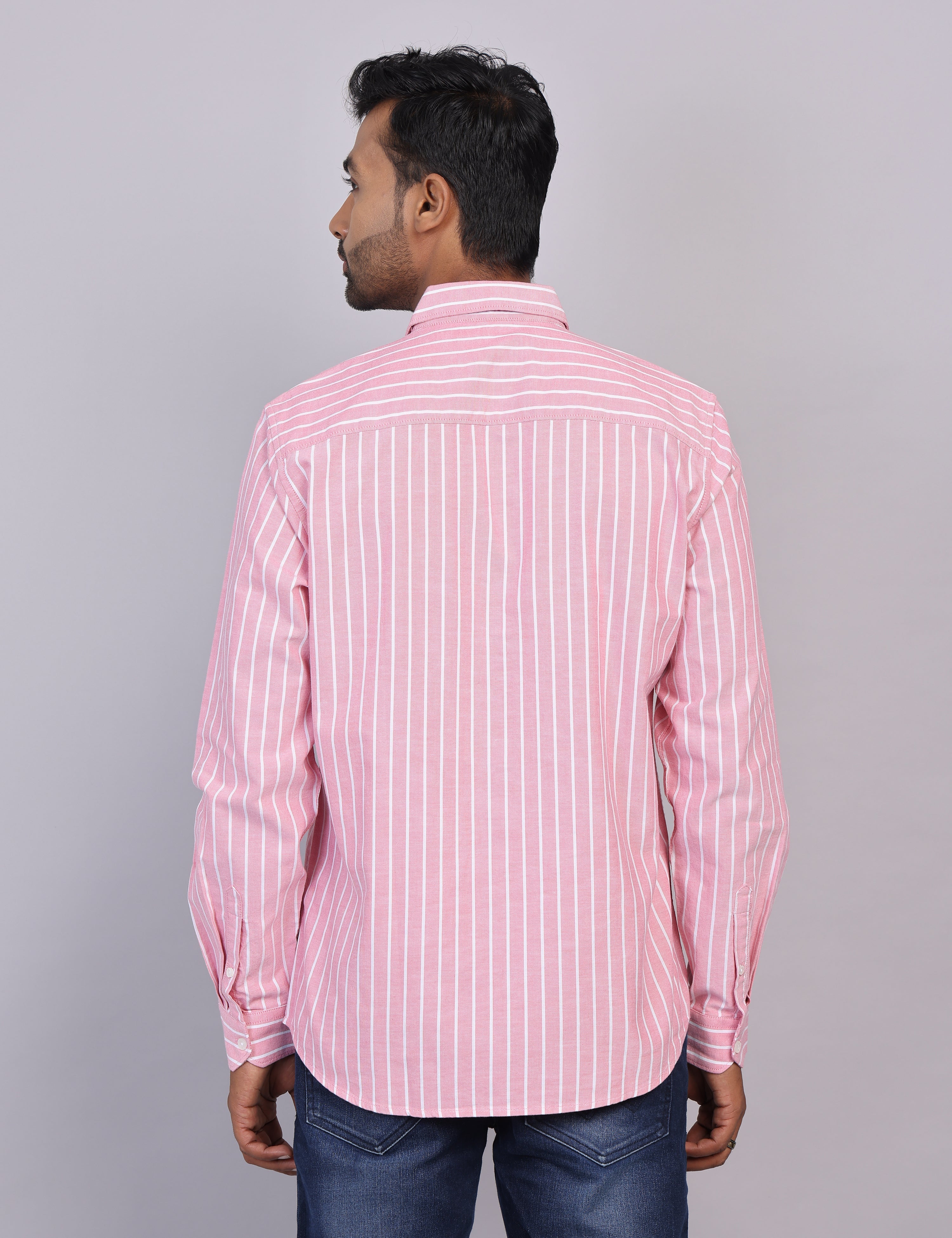 Pink Stripe Full Sleeve Shirt – Regular Fit
