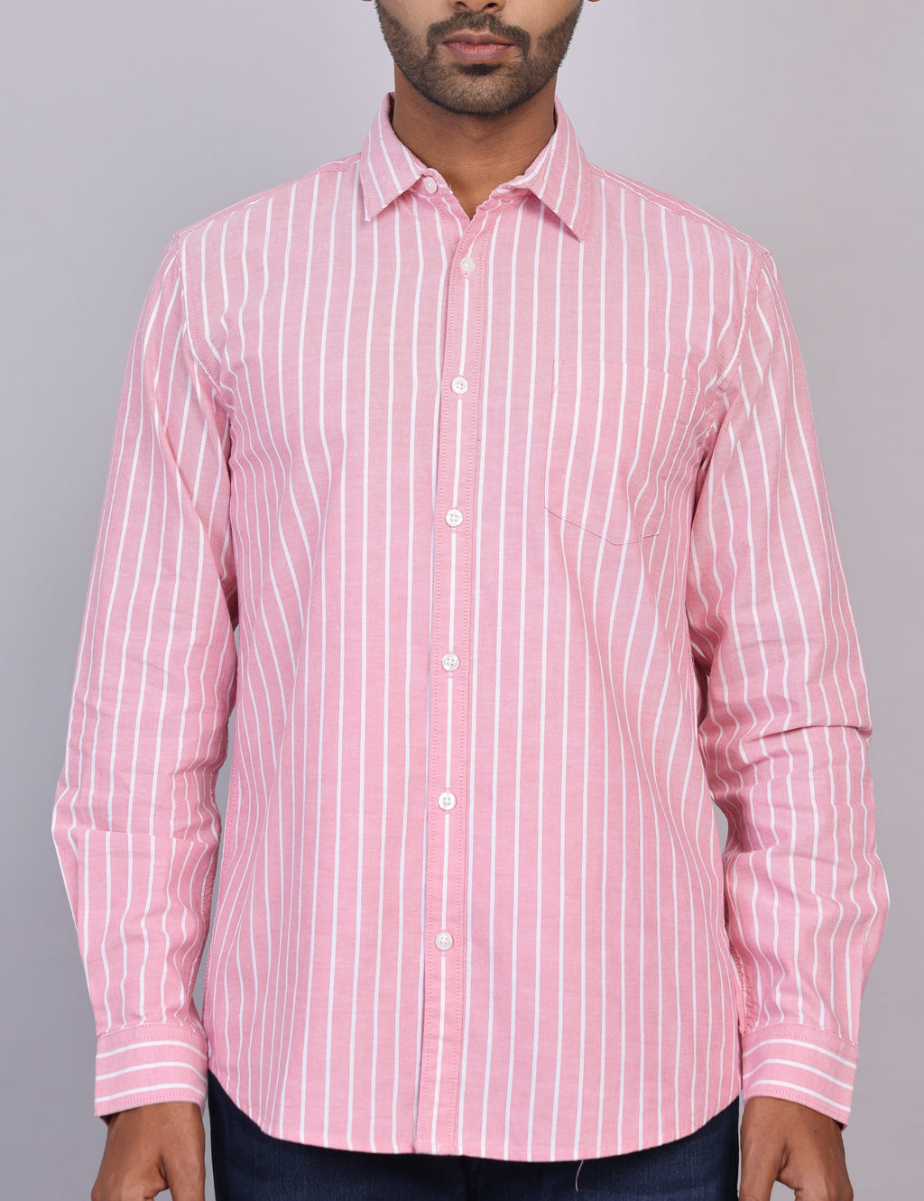 Pink Stripe Full Sleeve Shirt – Regular Fit
