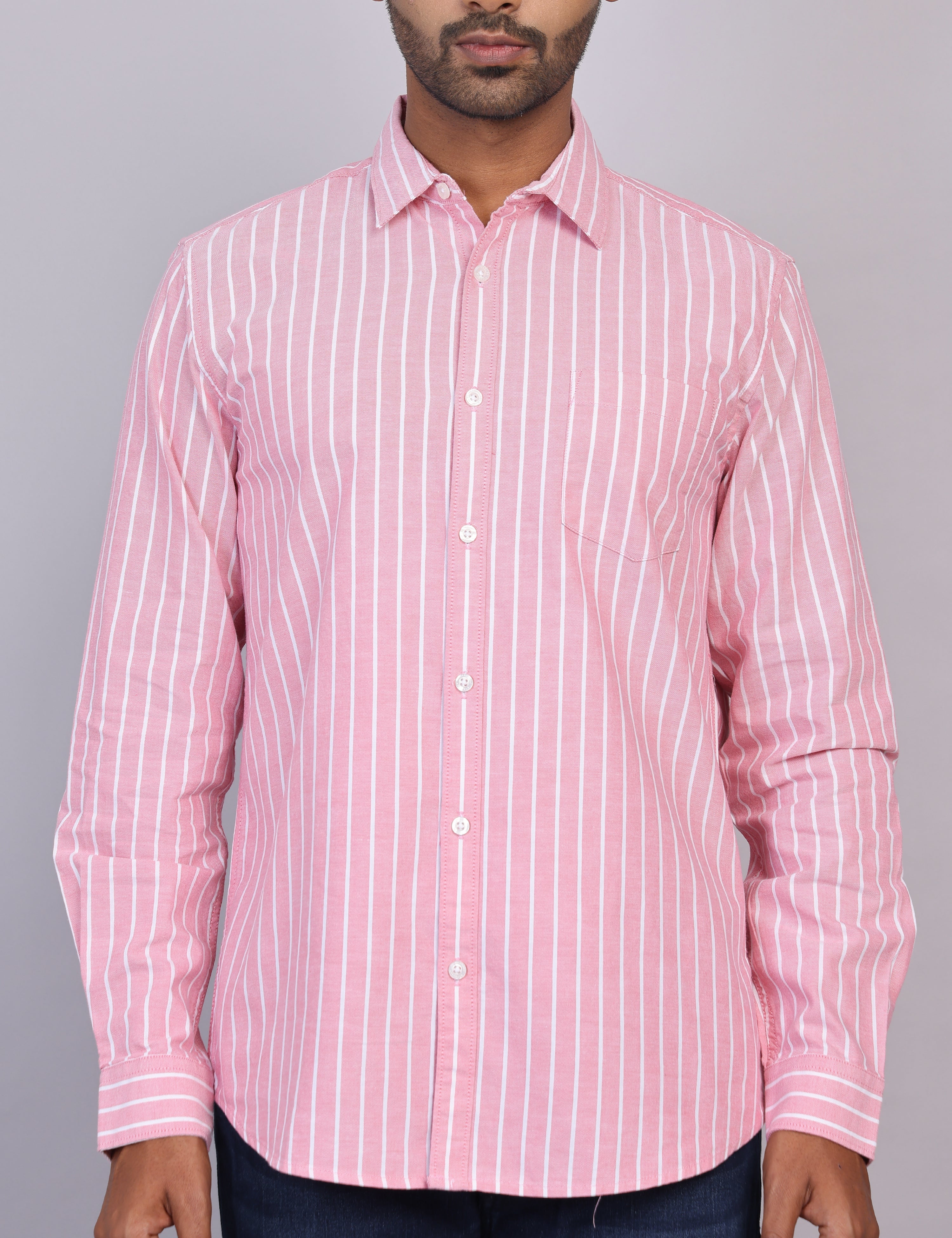 Pink Stripe Full Sleeve Shirt – Regular Fit