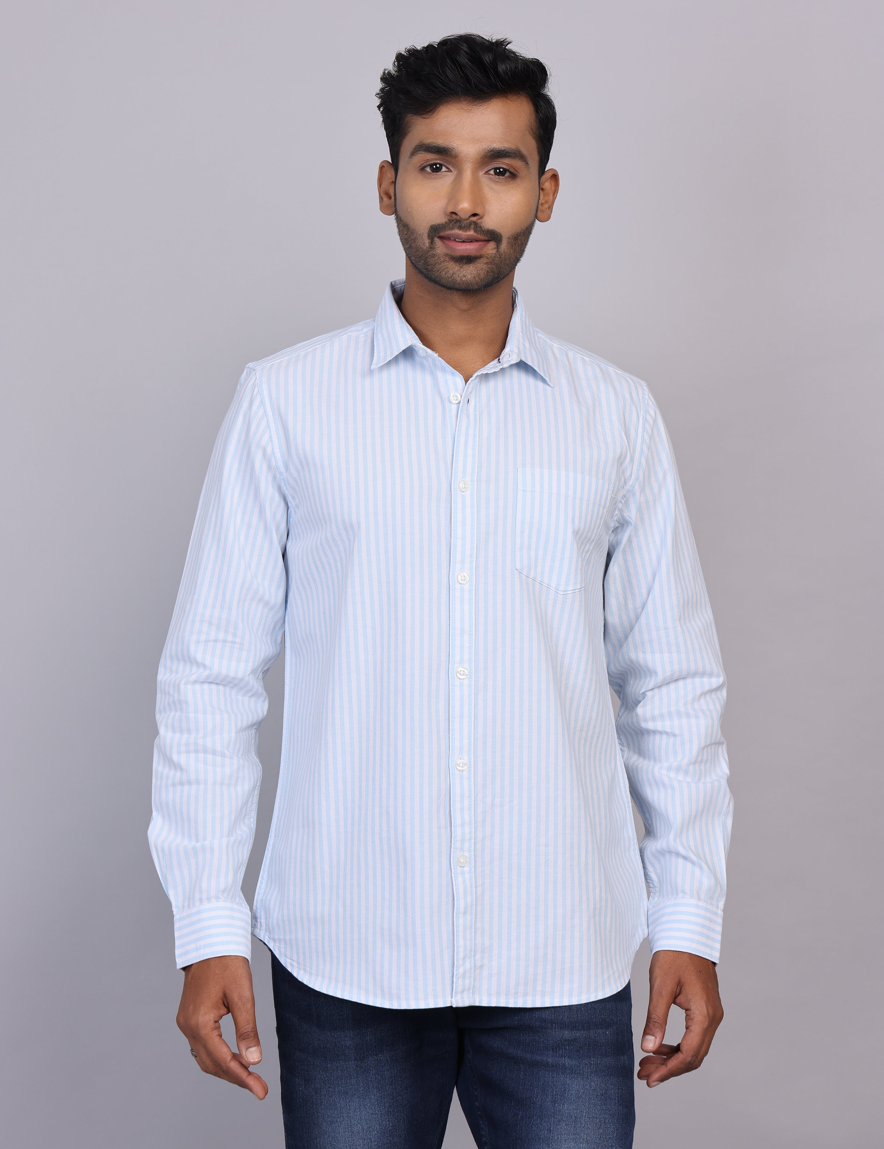 Blue Stripe Full Sleeve Shirt – Regular Fit