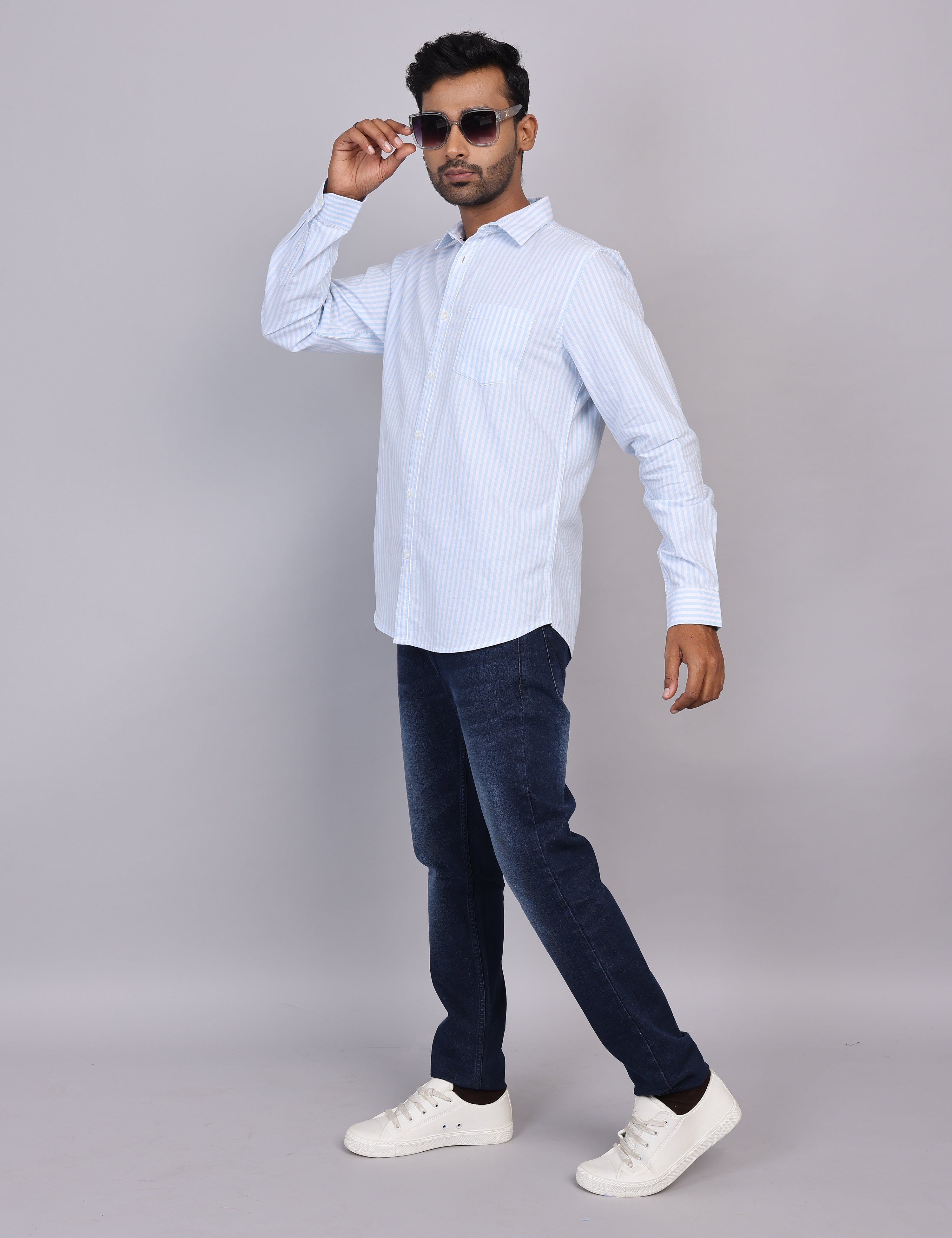 Blue Stripe Full Sleeve Shirt – Regular Fit