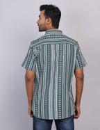 Green Printed Half Sleeve Shirt – Regular Fit