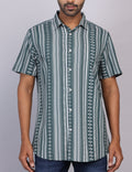 Green Printed Half Sleeve Shirt – Regular Fit