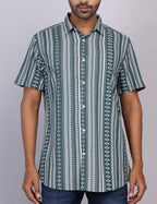 Green Printed Half Sleeve Shirt – Regular Fit