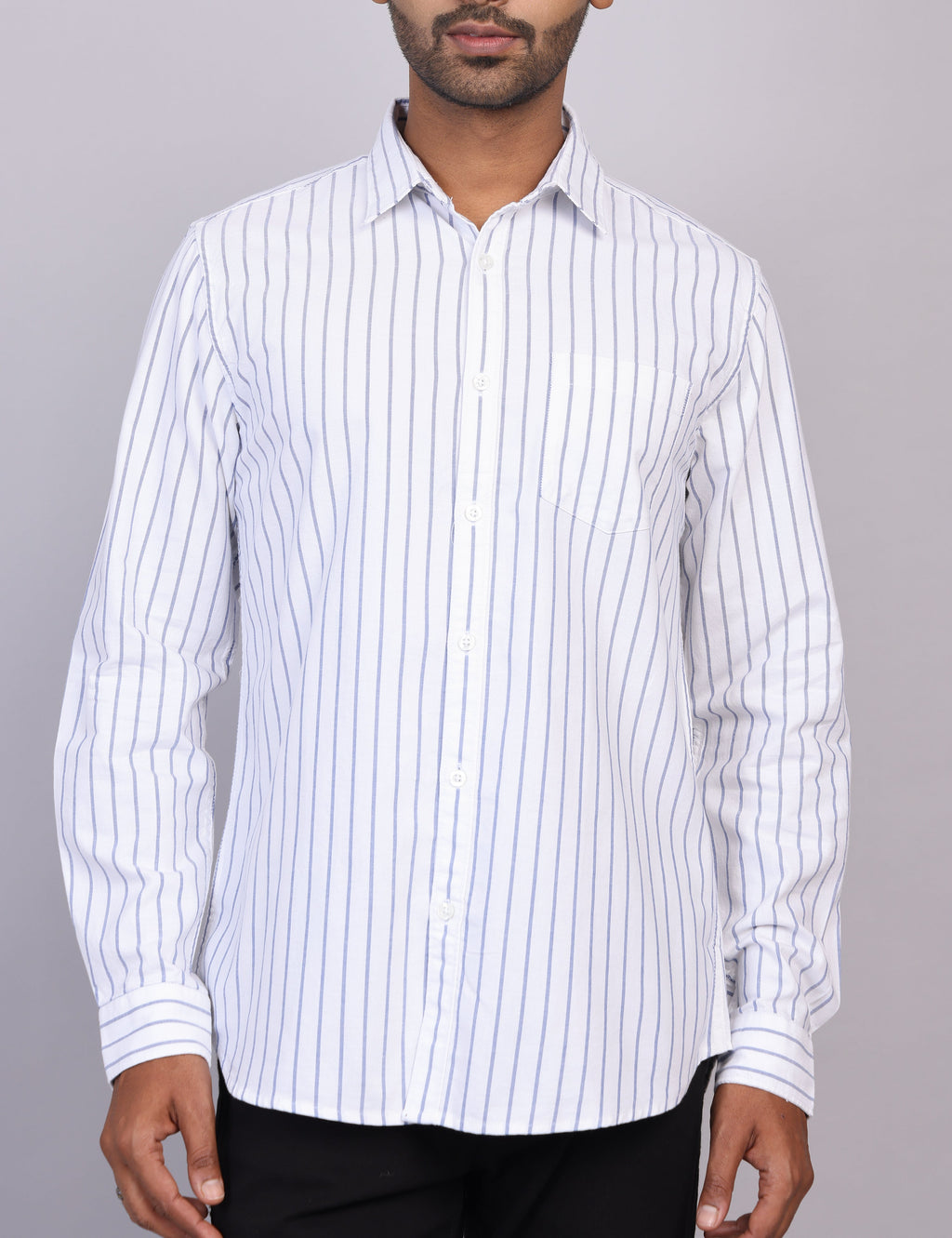 White Stripe Full Sleeve Shirt – Regular Fit