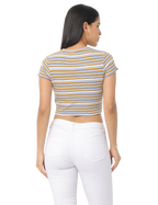 Women's Striped Cropped T-Shirt, Short Sleeves