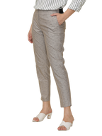 Women's Grey  Elasticated Slim Fit Formal Trouser