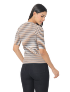 Women's Striped Short Sleeve Cropped T-Shirt