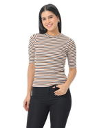 Women's Striped Short Sleeve Cropped T-Shirt