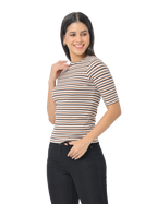 Women's Striped Short Sleeve Cropped T-Shirt