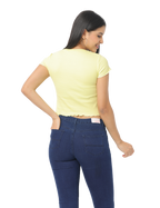 Women's Yellow Short Sleeves Cropped T-Shirt