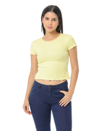 Women's Yellow Short Sleeves Cropped T-Shirt
