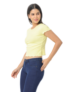Women's Yellow Short Sleeves Cropped T-Shirt