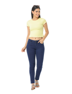 Women's Yellow Short Sleeves Cropped T-Shirt