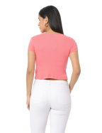 Women's Cutout Short Sleeve Crop T-Shirt, Pink