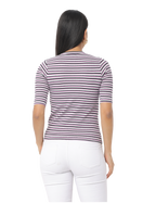 Women's Purple Striped Short Sleeve Crop T-Shirt