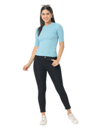 Women's Turquoise Blue Short Sleeve Crew Neck T-Shirt