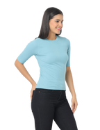 Women's Turquoise Blue Short Sleeve Crew Neck T-Shirt