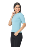 Women's Turquoise Blue Short Sleeve Crew Neck T-Shirt