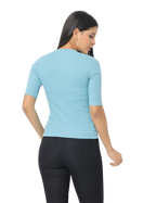 Women's Turquoise Blue Short Sleeve Crew Neck T-Shirt