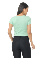 Women's Green Short Sleeve Crop T-Shirt
