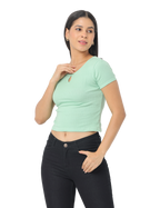 Women's Green Short Sleeve Crop T-Shirt