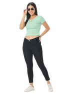 Women's Green Short Sleeve Crop T-Shirt