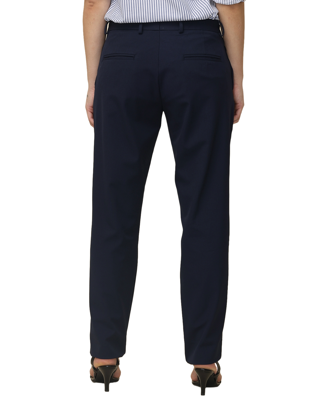 Women's Pleated Solid Formal Trouser, Navy Blue