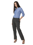 Women's Pleated Solid Formal Trouser, Dark Grey