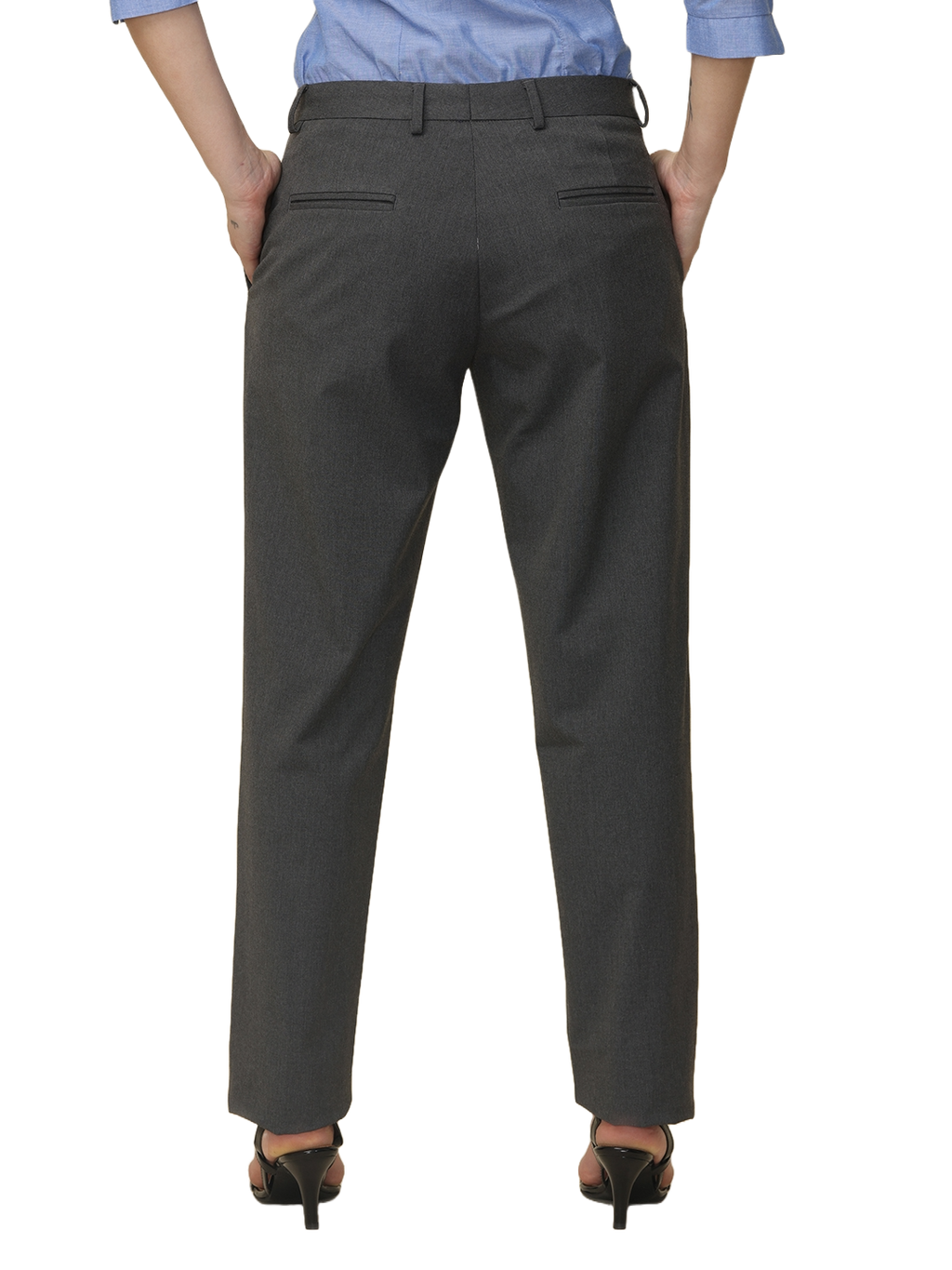 Women's Pleated Solid Formal Trouser, Dark Grey