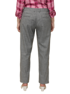 Women's Pleated Solid Formal Trouser, Grey Dobby